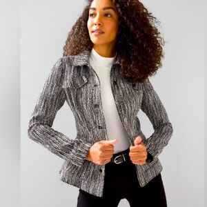 White House Black Market Boucle Blazer in Black and White